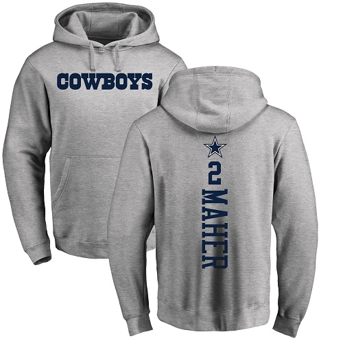 Men Dallas Cowboys Ash Brett Maher Backer #2 Pullover NFL Hoodie Sweatshirts